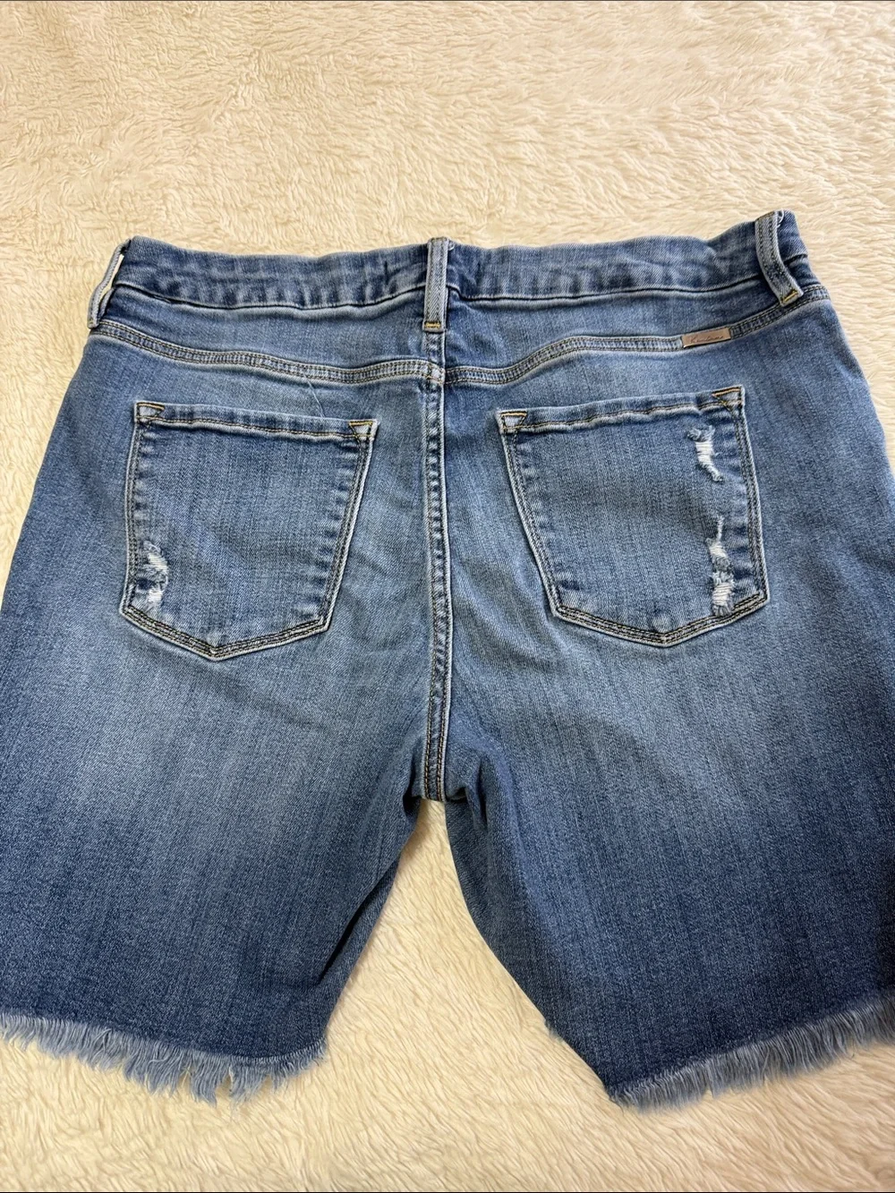 KanCan Medium Blue Distressed Denim Shorts